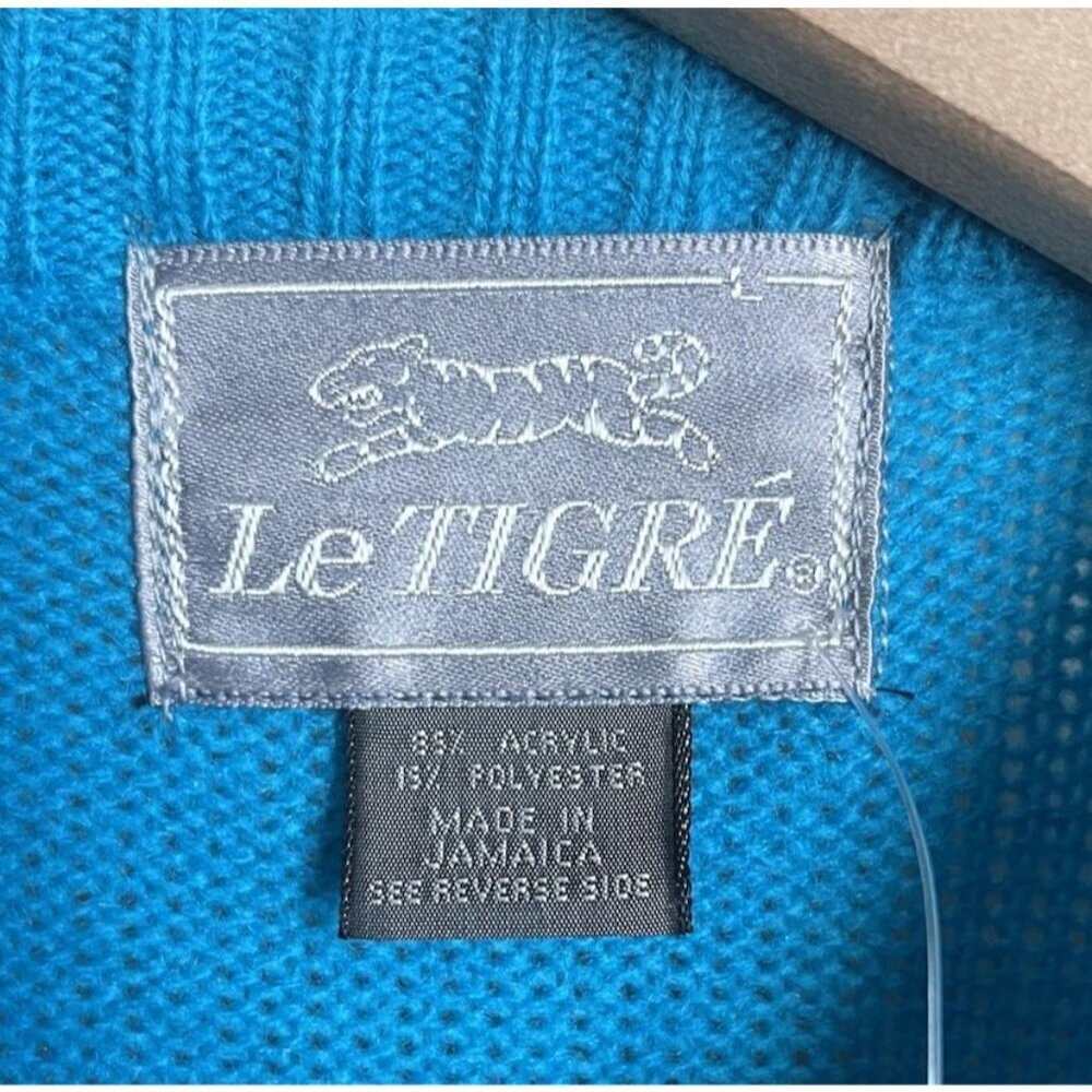 NWT! Vintage Le Tigre Men's L Pullover Sweater - Turquoise - Picture 4 of 8